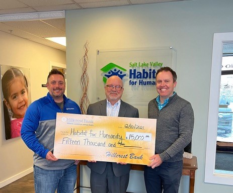 Hillcrest Bank Charitable Contribution to Habitat For Humanity Salt Lake City